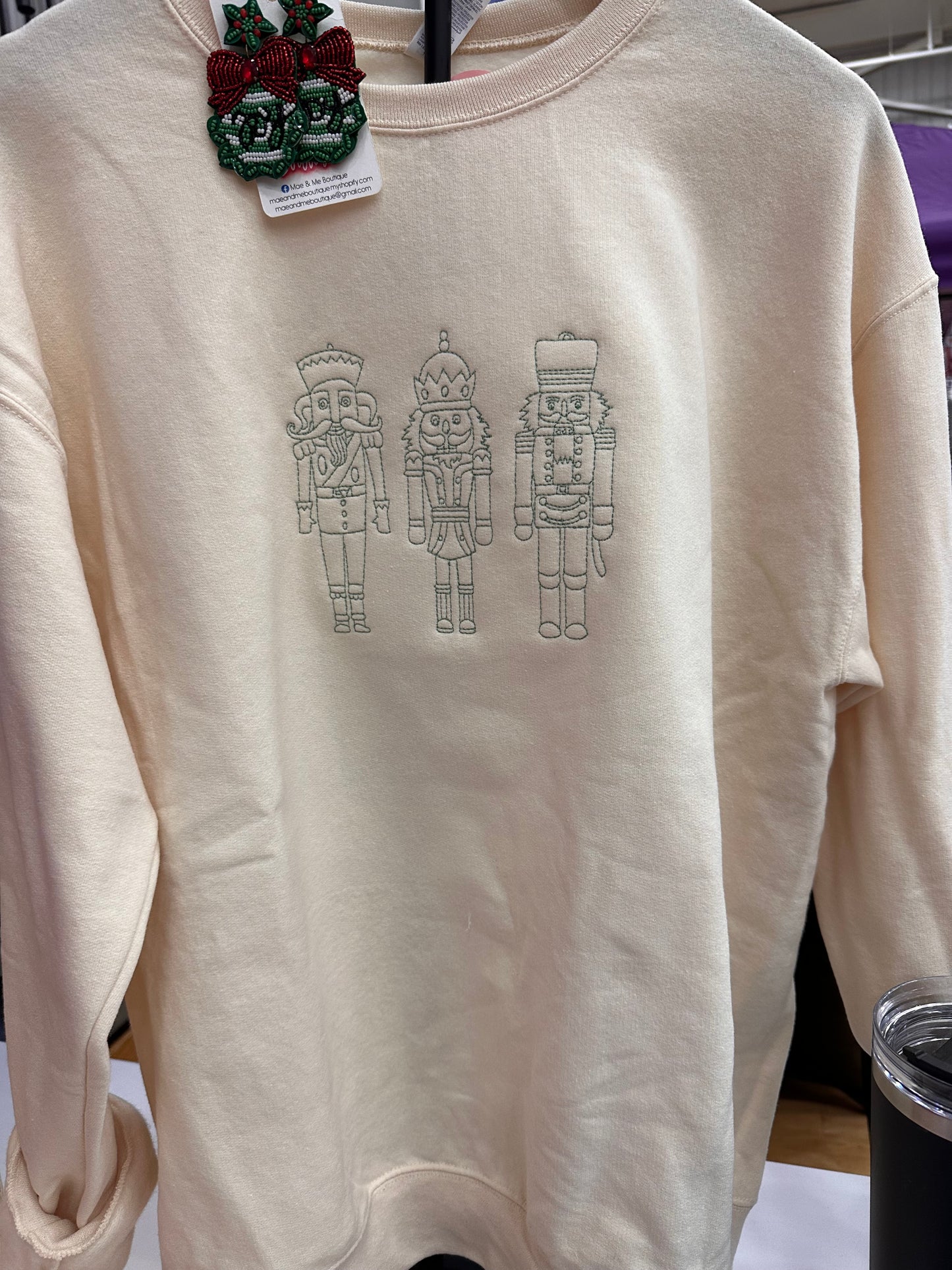 Vintage Nutcrackers Outlined Embroidered Crewneck Sweatshirt