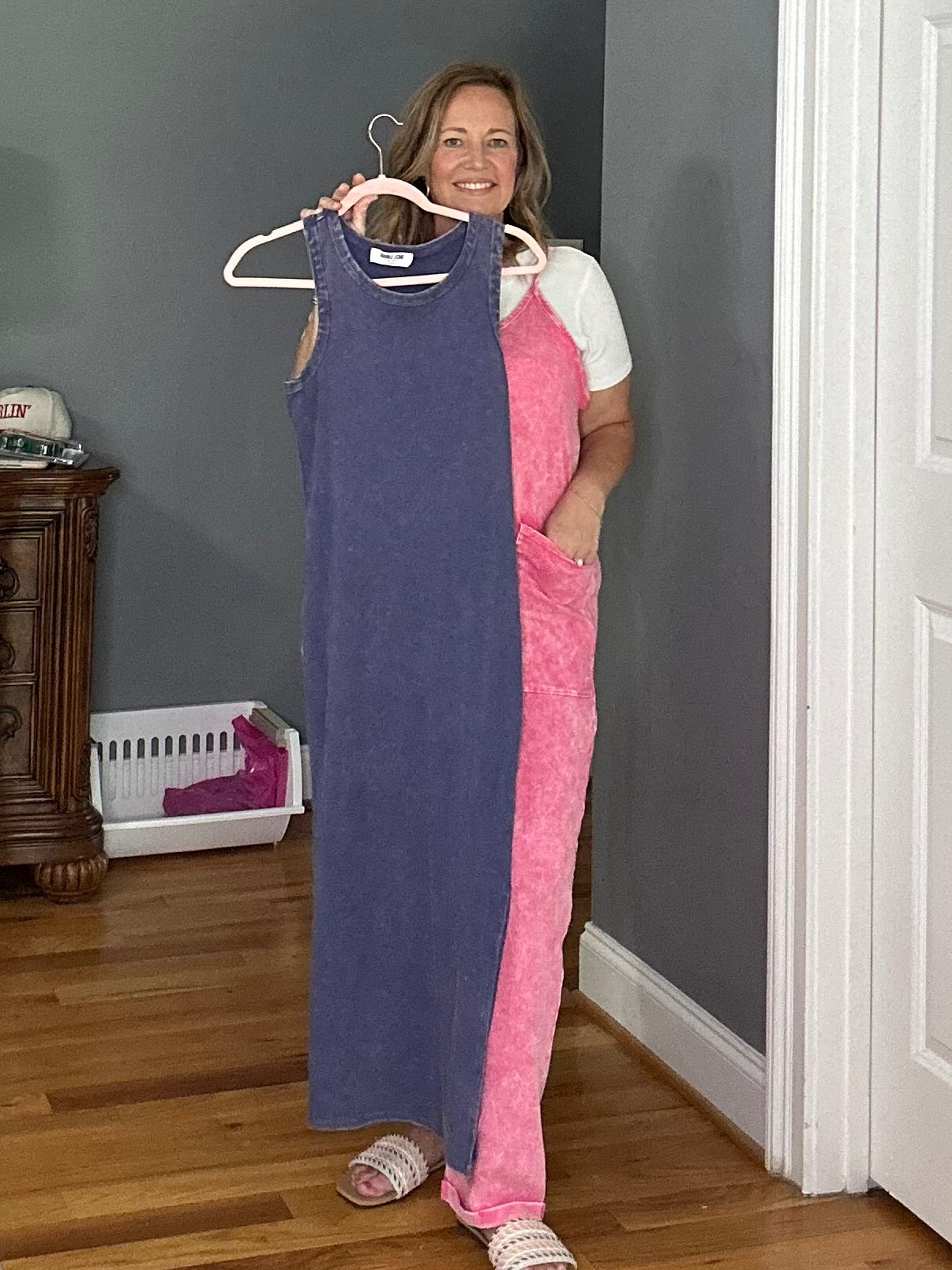 Washed Dark Blue Ribbed Maxi