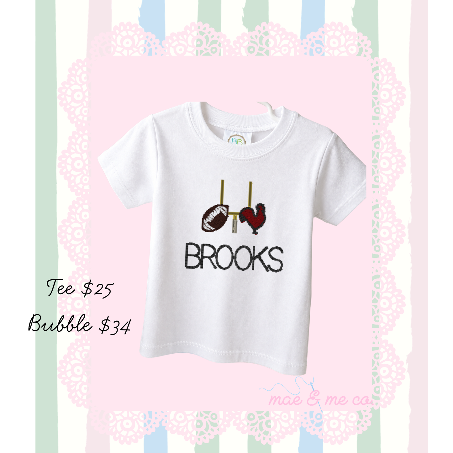 Game day Rooster & Goal post embroidered tee