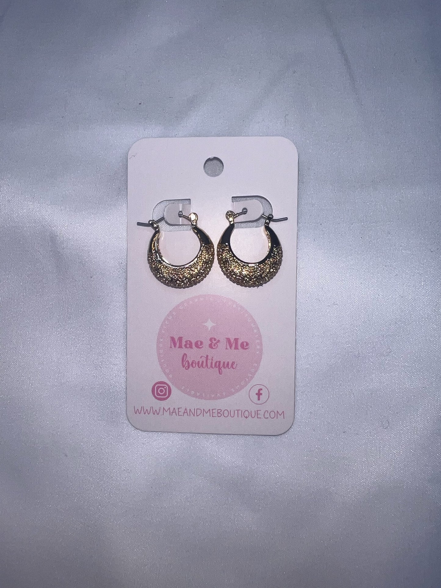 Gold Tone Pave’ Hoop Earrings