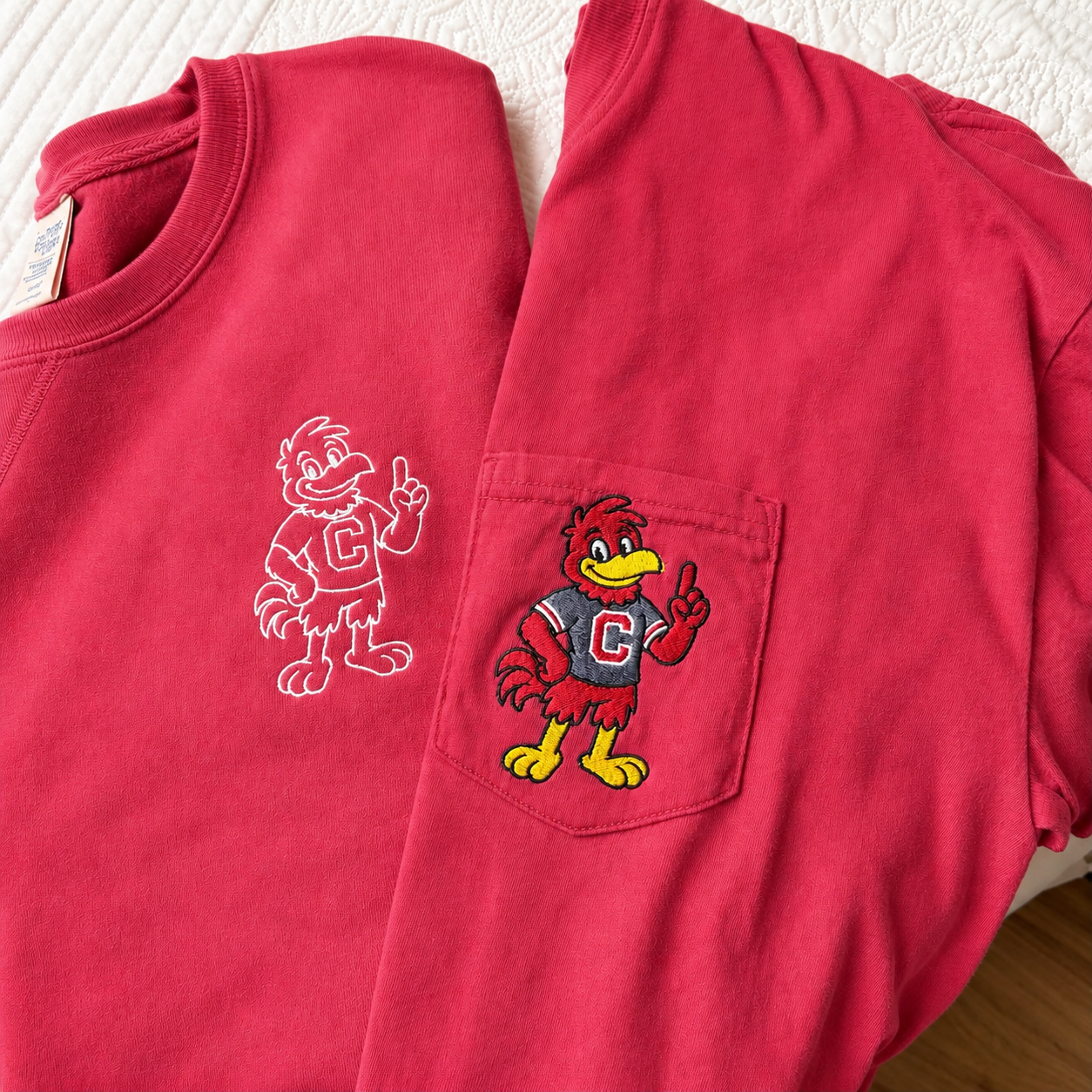 Saturday in the South Embroidered Rooster Mascot Pocket Tee