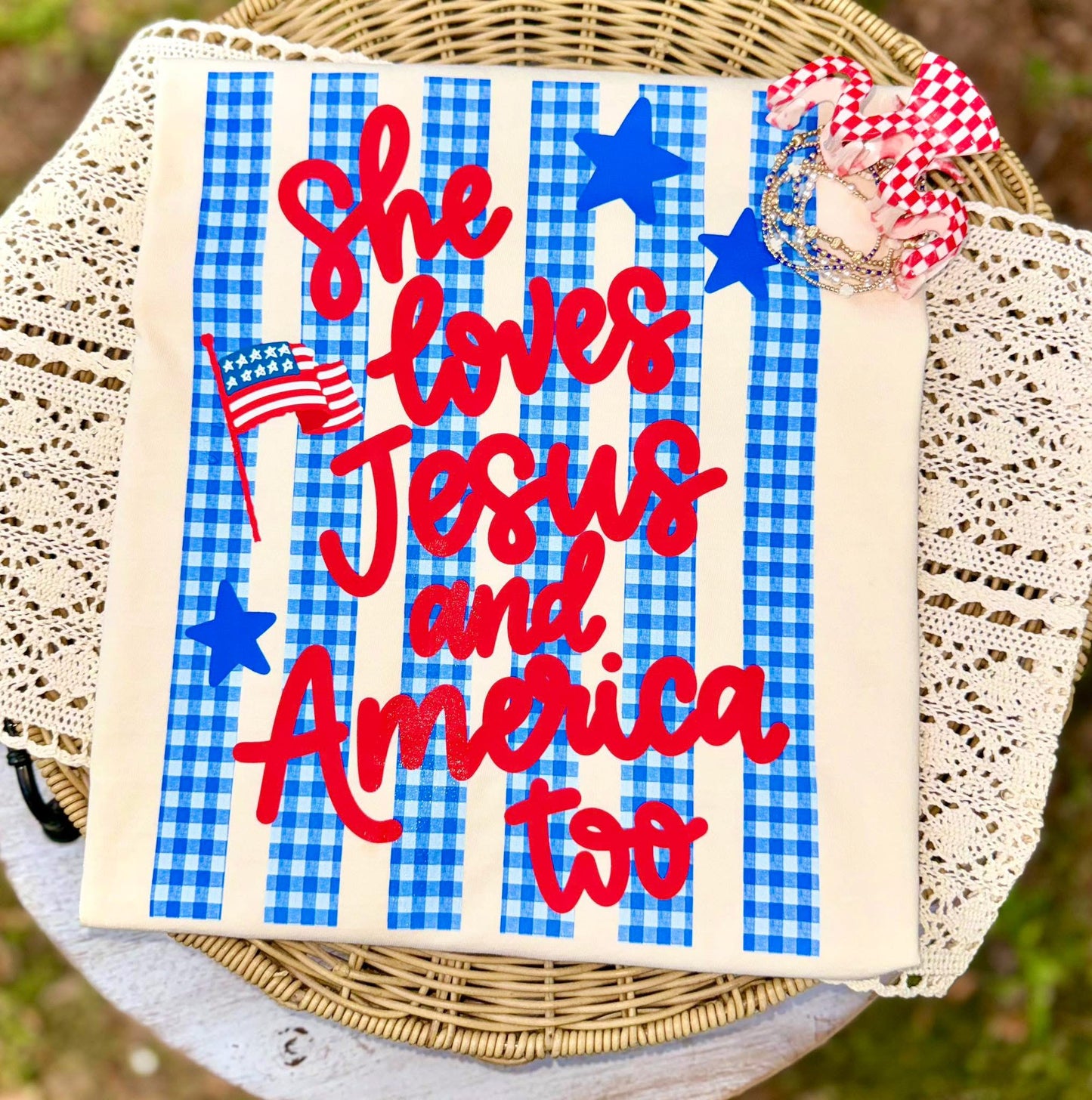 Loves Jesus and America too graphic tee