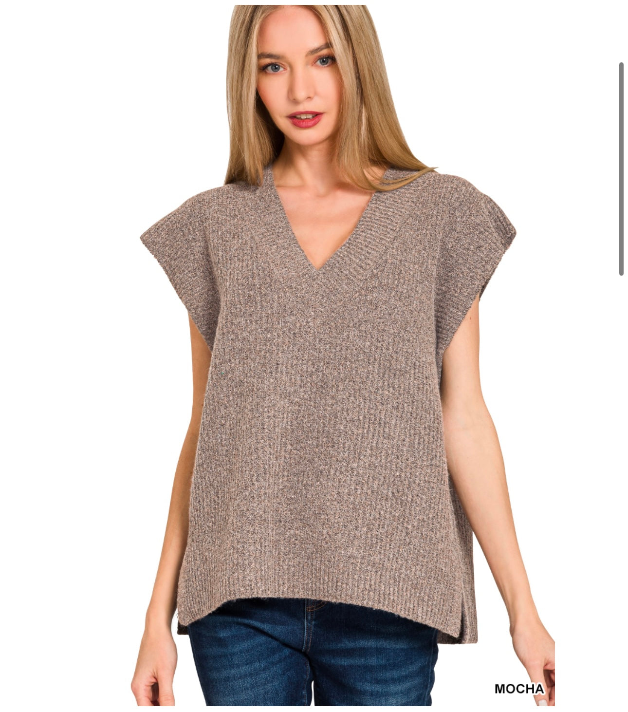 Mocha V Neck Sweater Vest