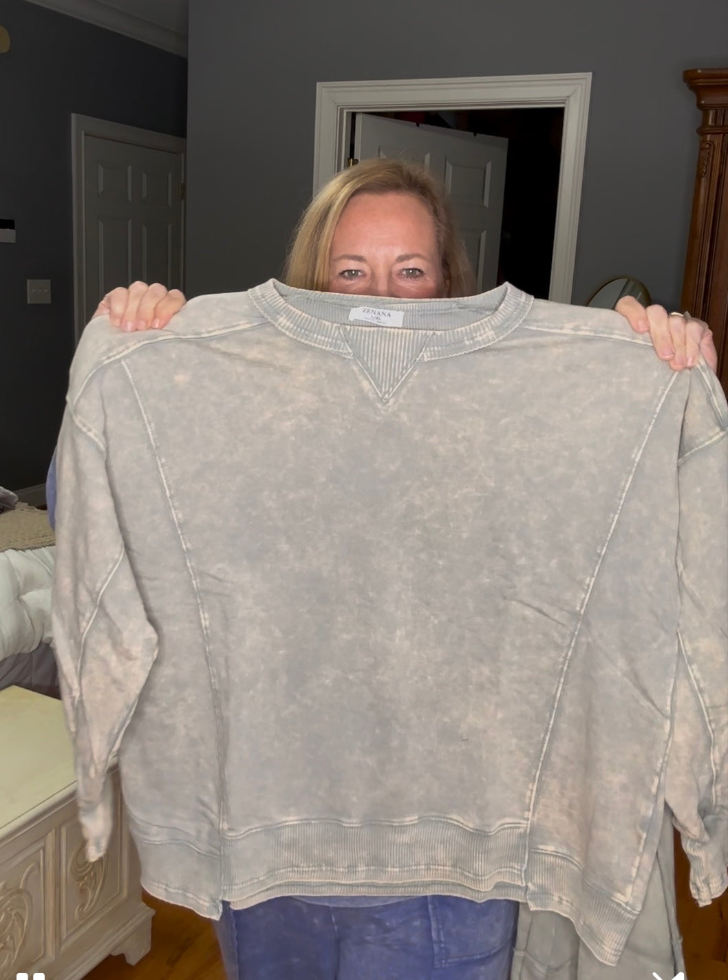 Oversized Sleet Gray French Terry top