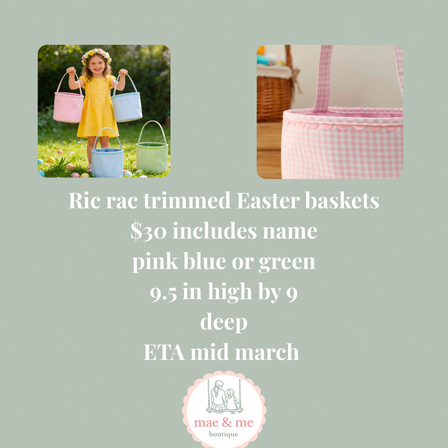 Pre Order Easter Basket Trimmed in Ricrac