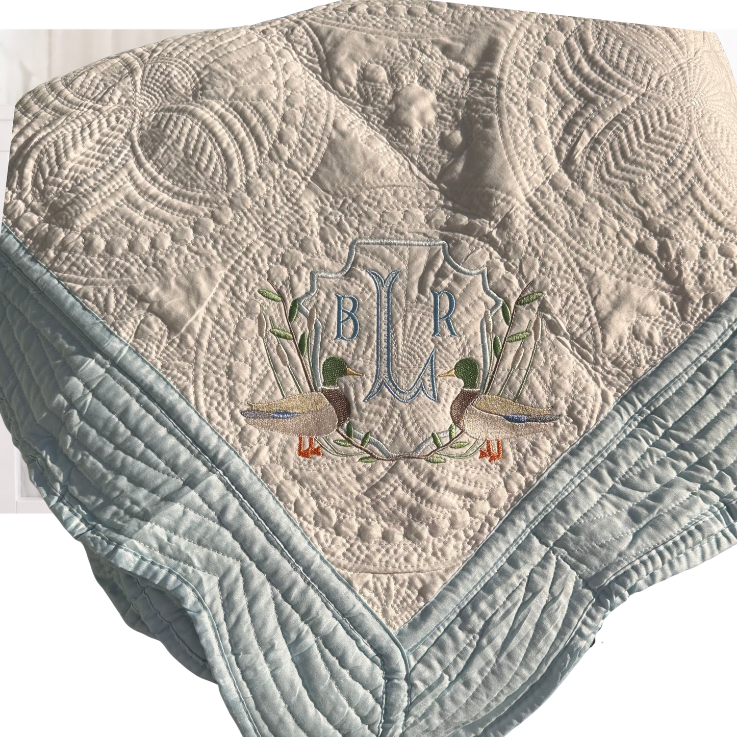 Heirloom Baby Quilted Blanket with Duck Crest
