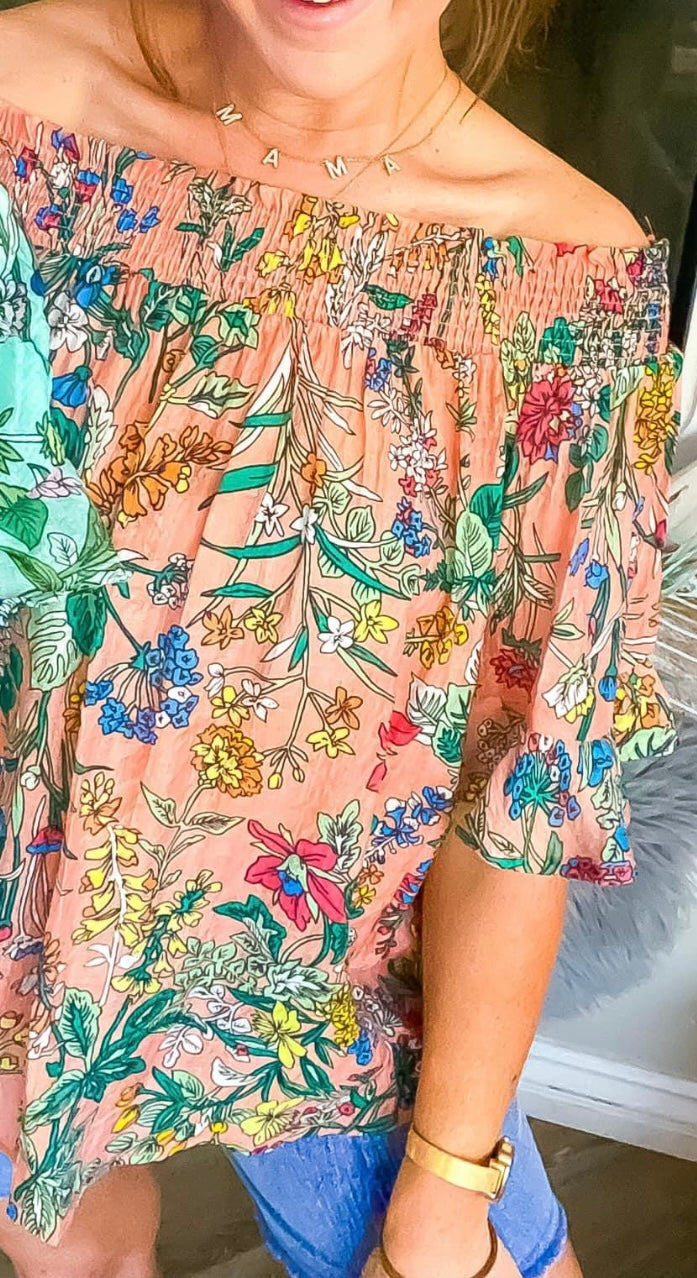 Peggy Peach Floral Top