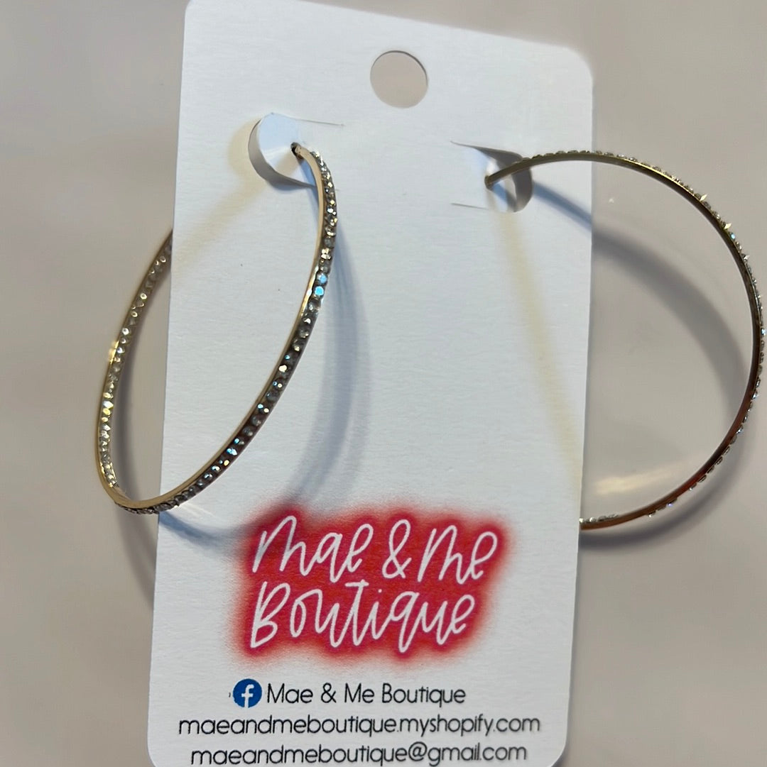 Gold Rhinestone Hoop Earrings