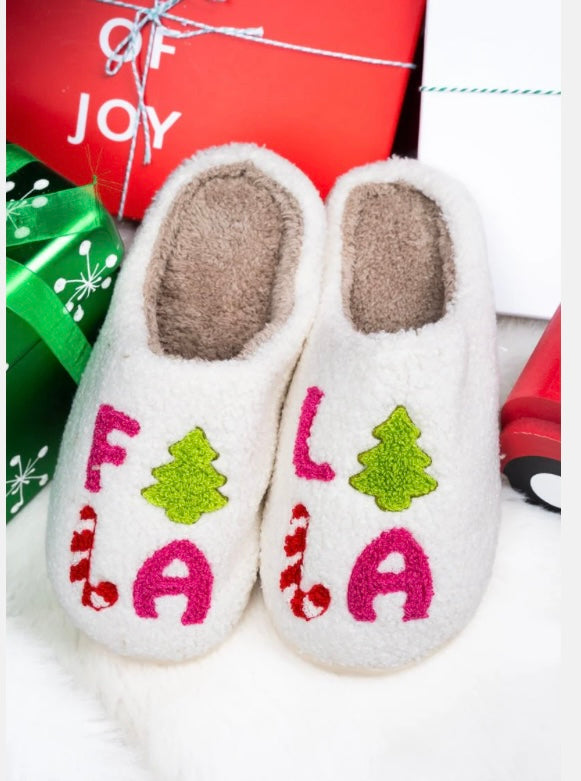 Fa La La La Christmas Slippers