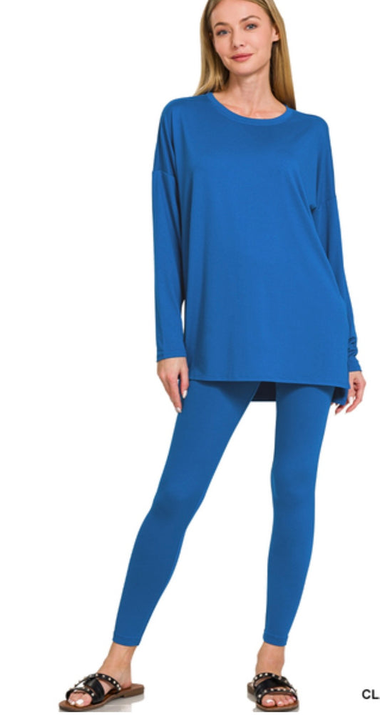 Essentials Long Sleeve with leggings Set in Classic Blue