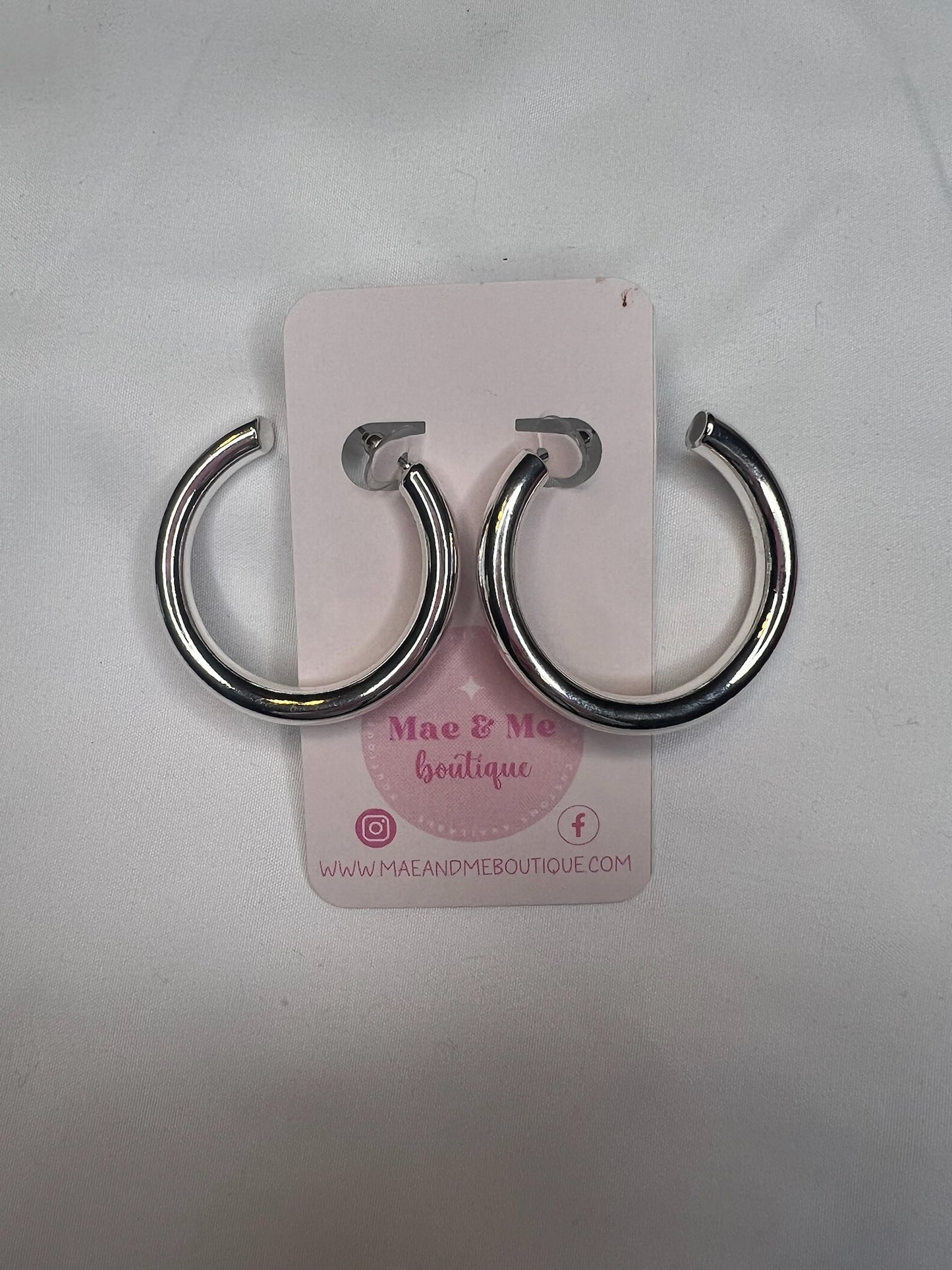 Silver Tube Hoop Earrings