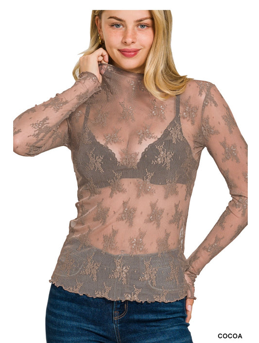 Candace Cocoa Lace Top