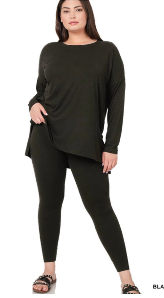 Essentials Plus  Long Sleeve with leggings Set Black