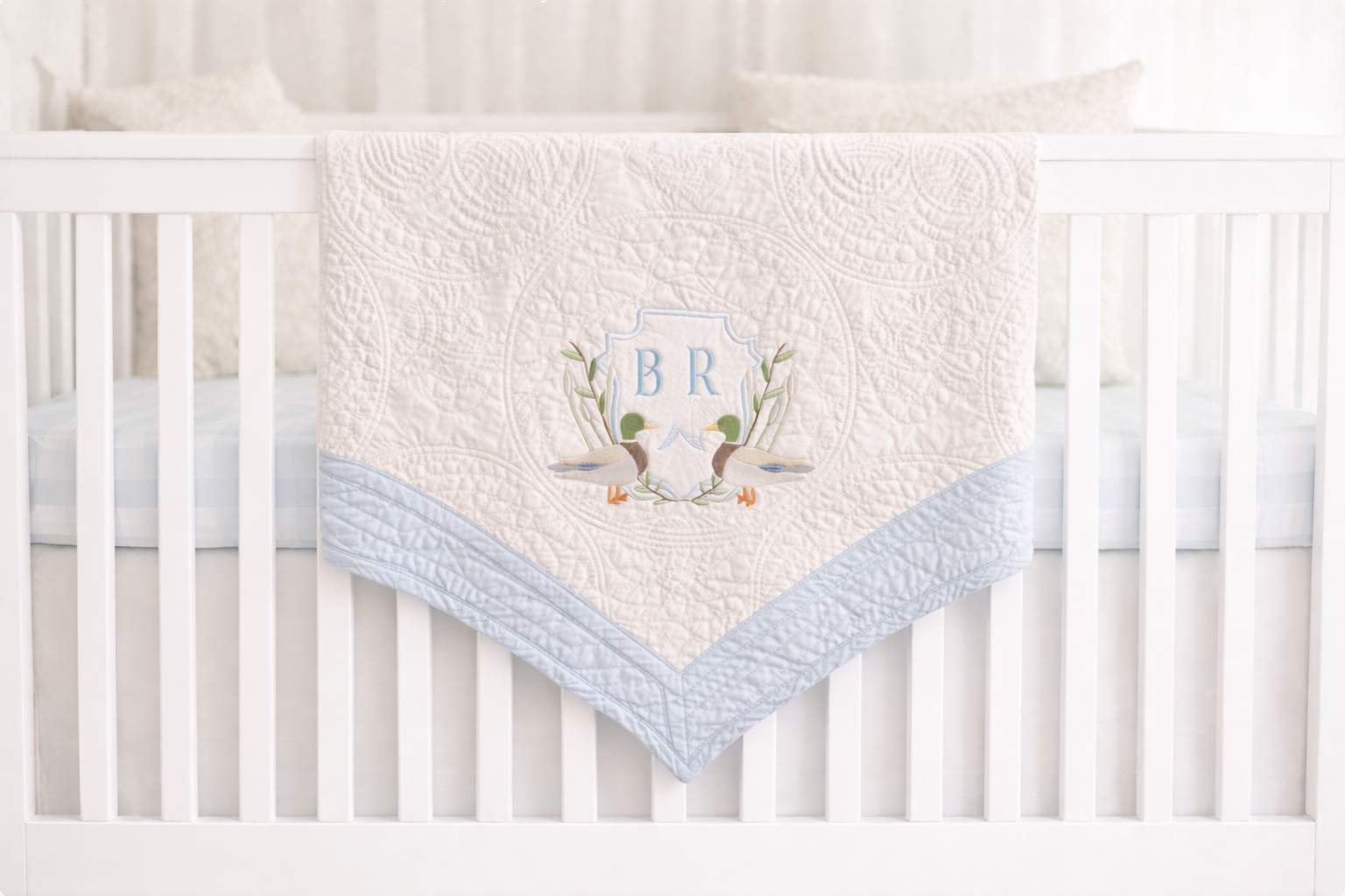 Embroidered Baby Heirloom quilt 