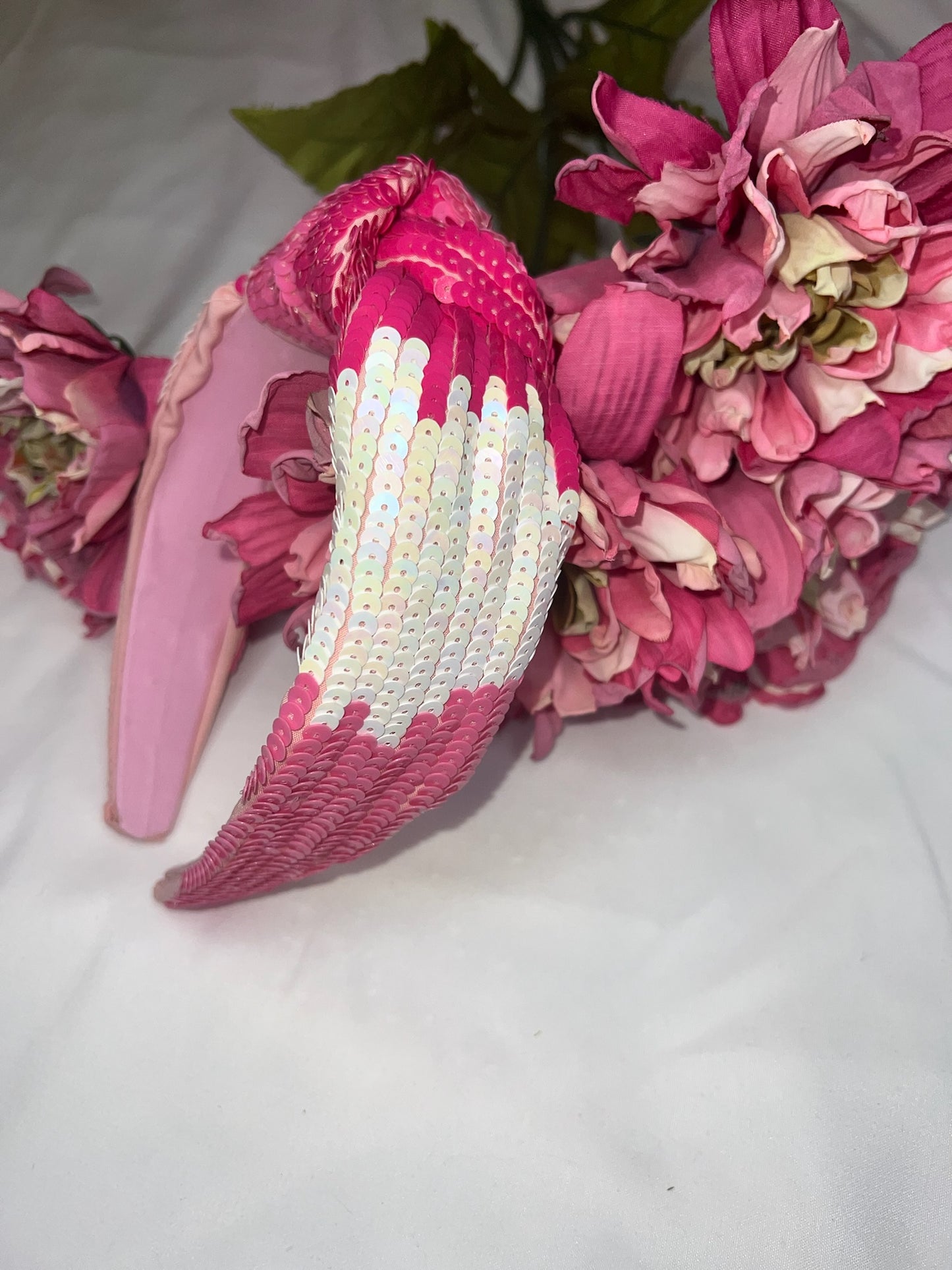 Pink Sequin Knotted Headband