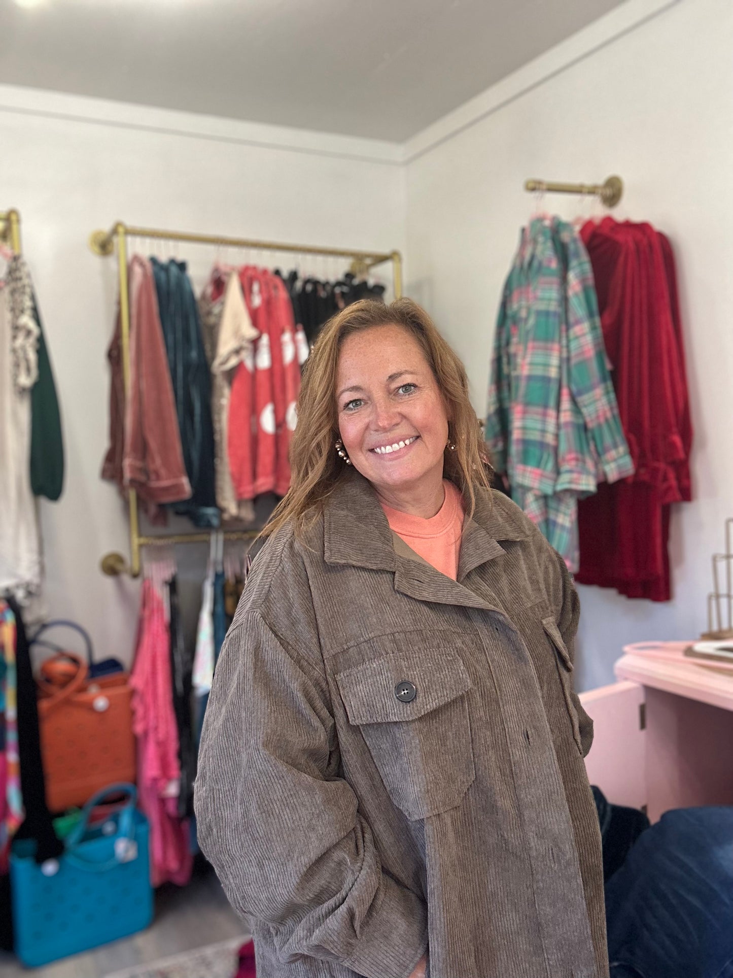 Olive Colored Corduroy Shacket