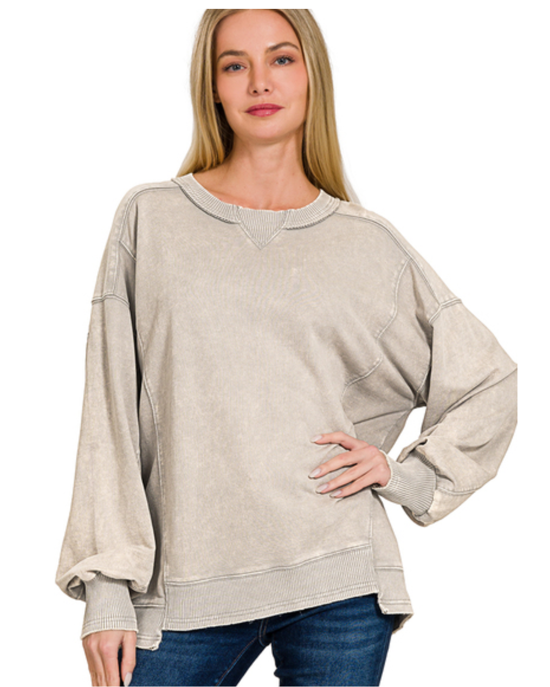 Oversized Sleet Gray French Terry top