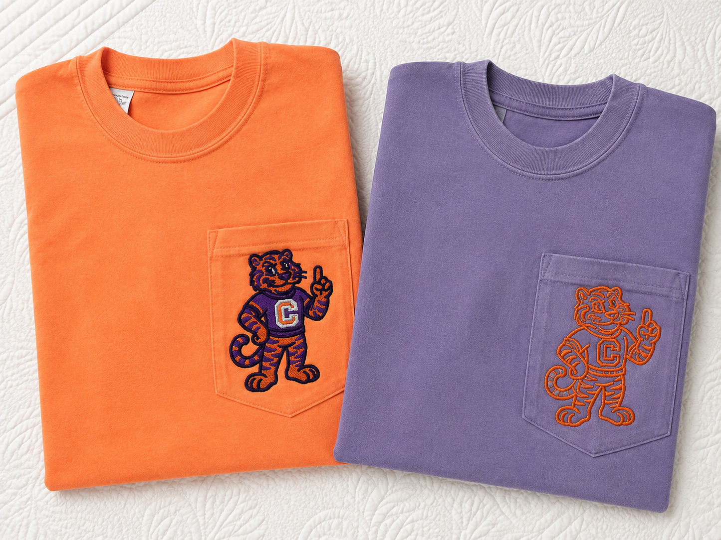 Saturday in the South Embroidered Tiger Mascot Pocket Tee