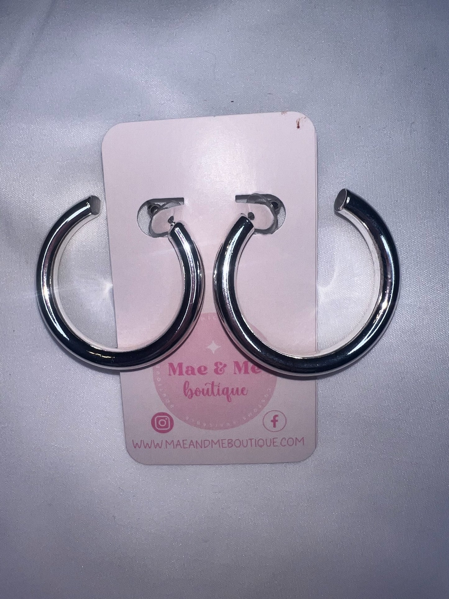 Silver Tube Hoop Earrings