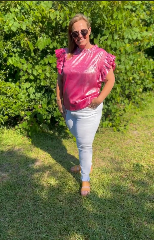 Pookie Metallic Pink Blouse