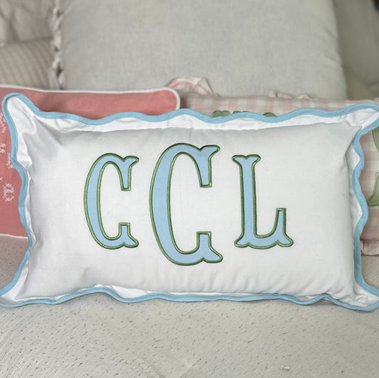 Blue Scalloped Pillow