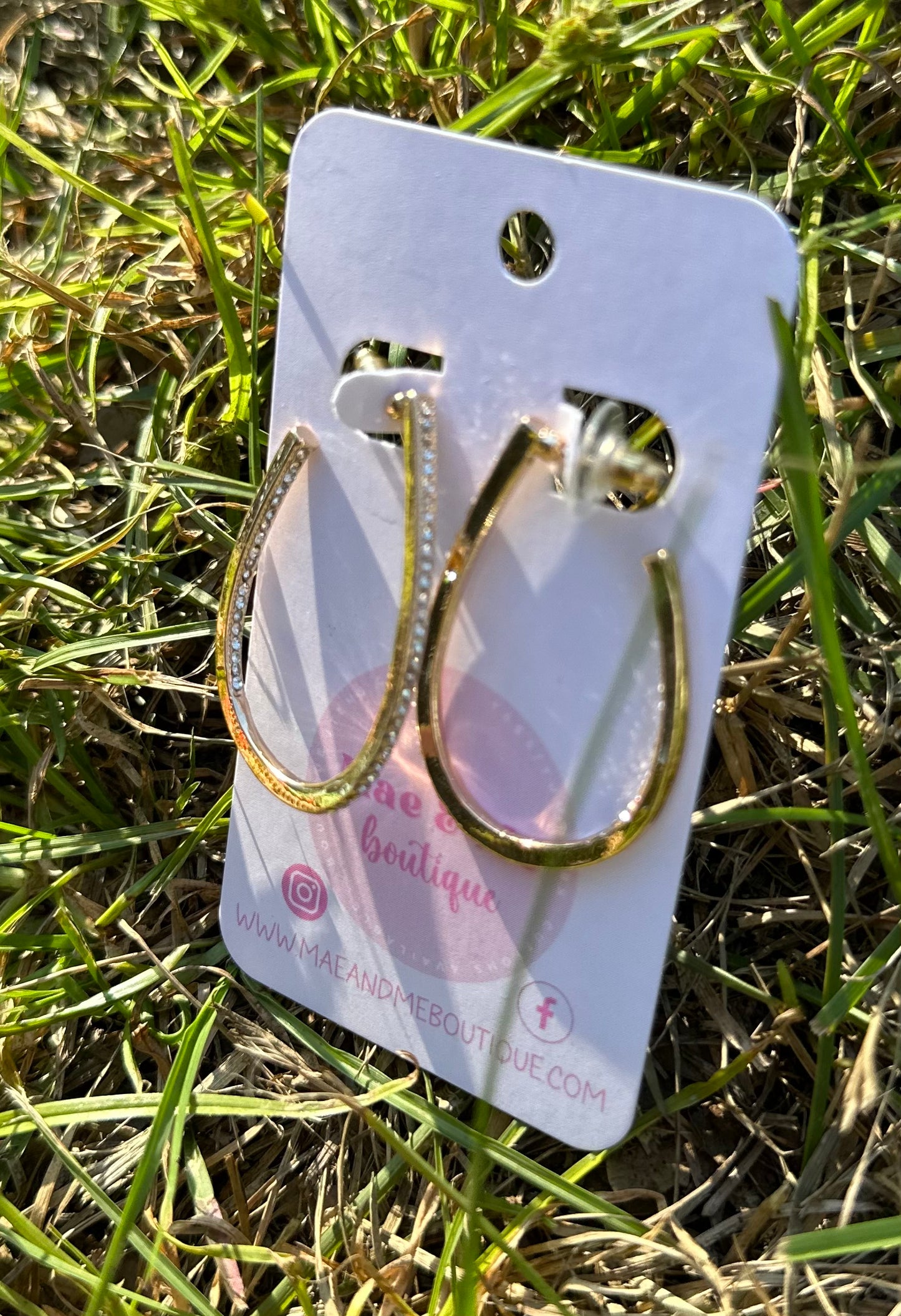 Gold or Silver Rhinestone Oval Hoops