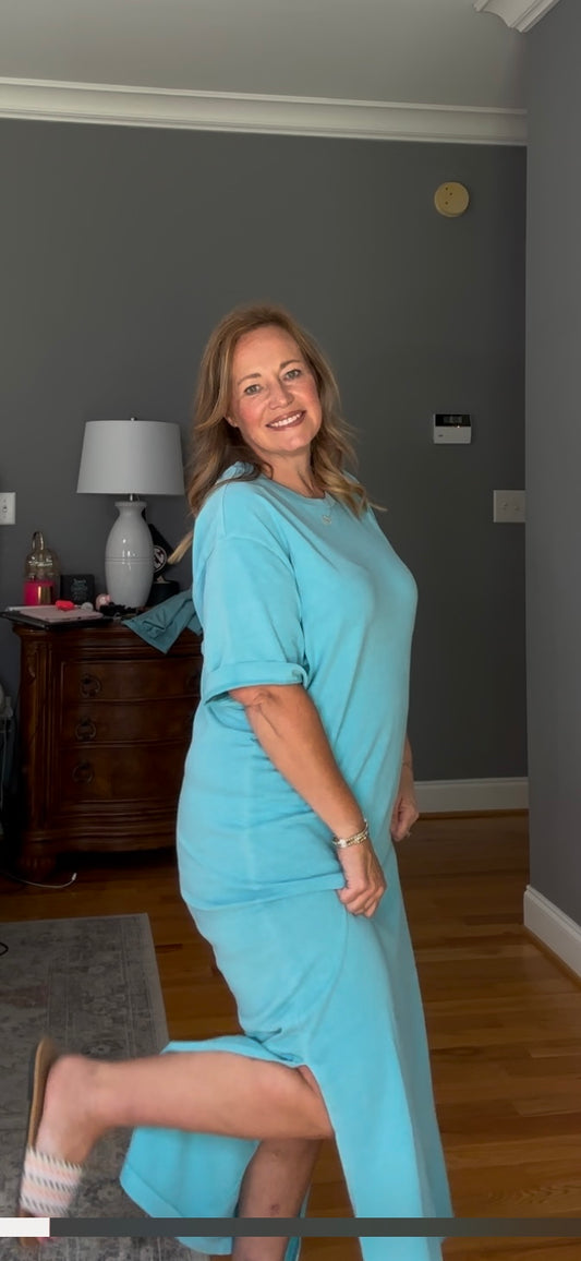 Teal Maxi Tee Shirt Dress