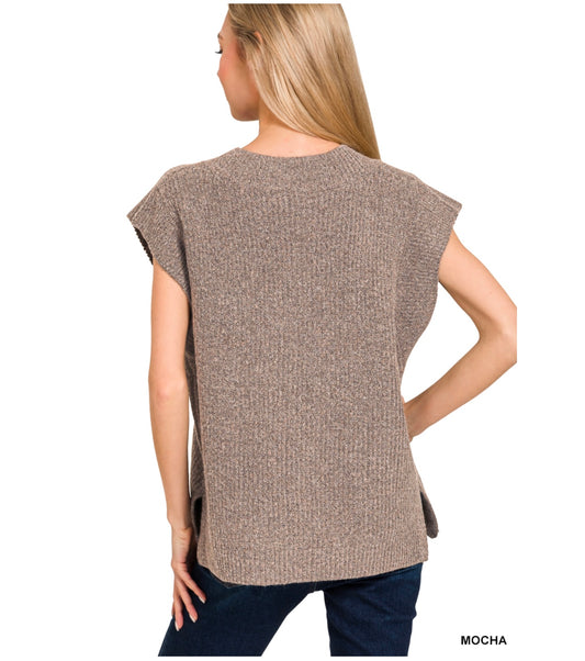 Mocha V Neck Sweater Vest