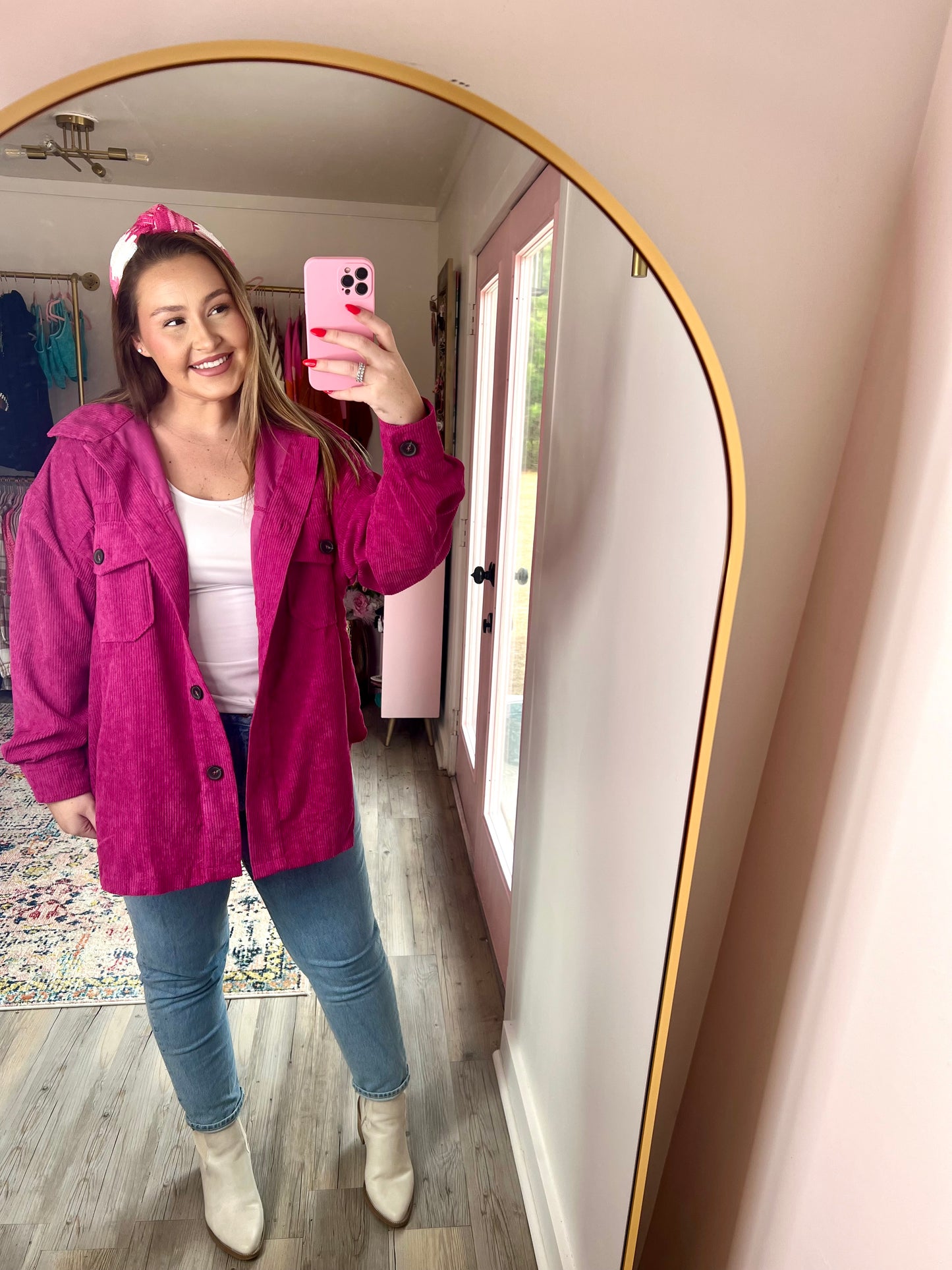 Hot Pink Corduroy Shacket