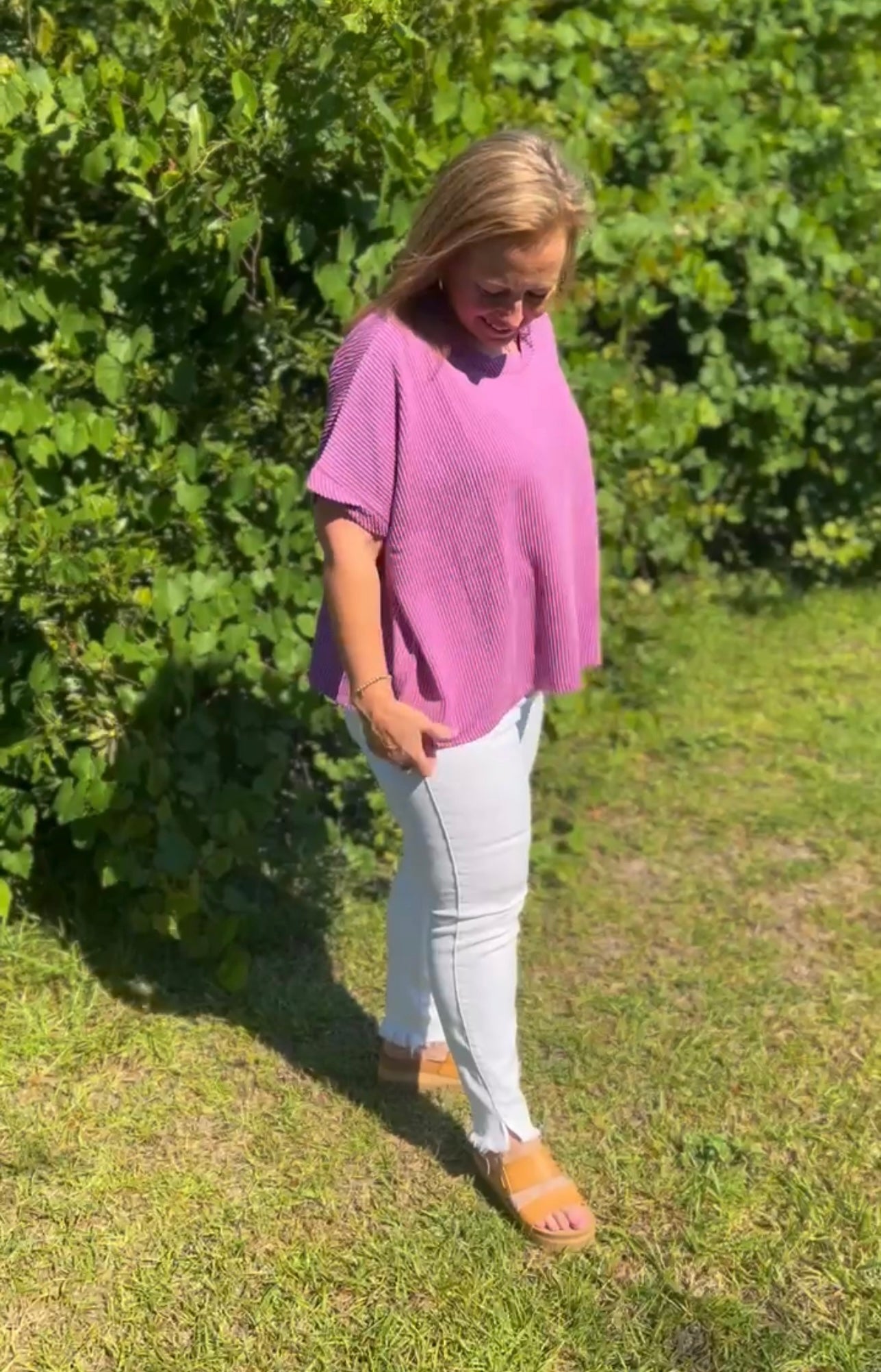 Violet Ribbed Dolman Top