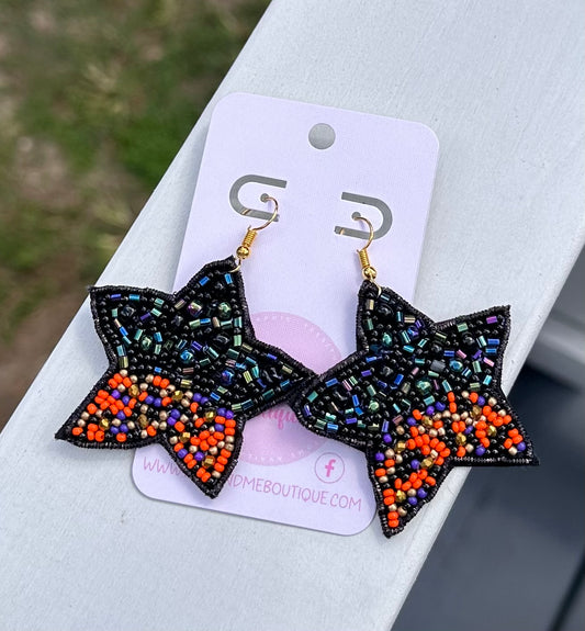 Halloween Star Seedbead Earrings