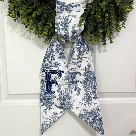 Navy Toile Wreath Sash