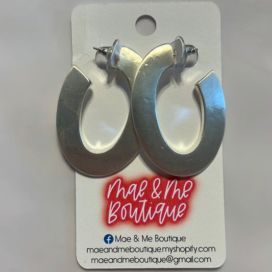 Silver Oval Earrings