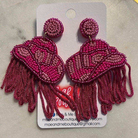 Cowboy Hat with Fringe Seed Bead Earrings