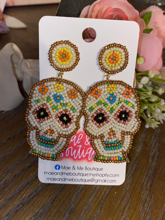 Sugar Skull Seed Bead Earrings