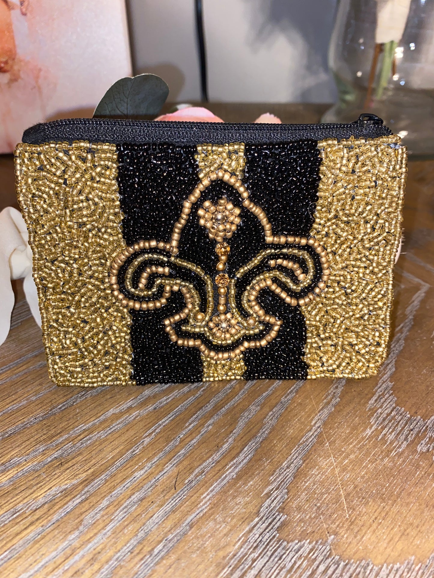 New Orleans seed bead coin purse