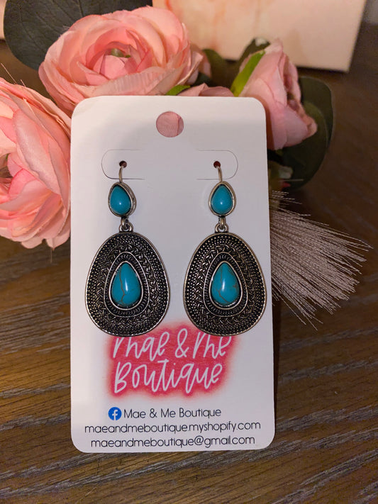 Teal Silver Earrings