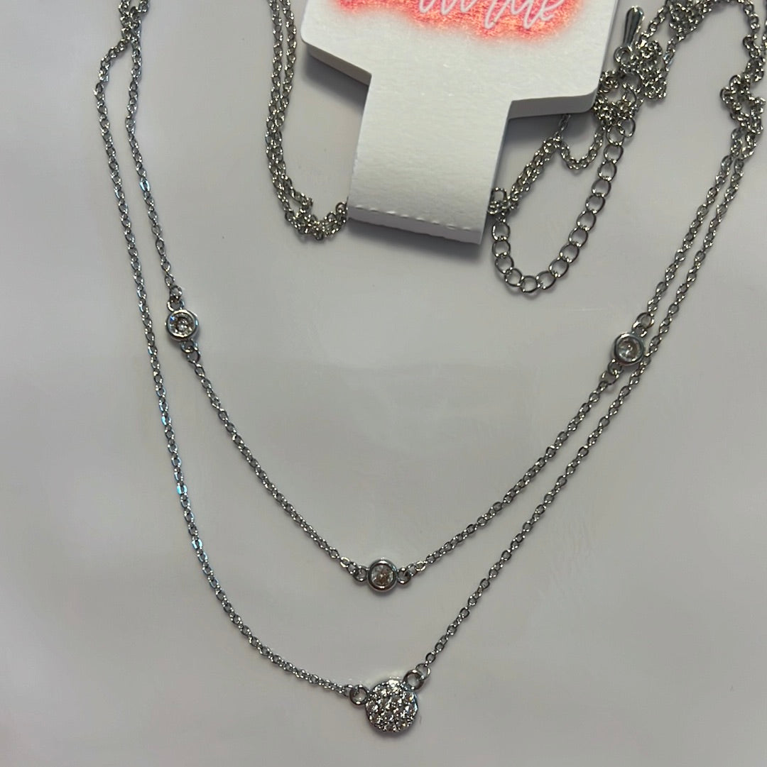 Silver Stone Layered Necklace