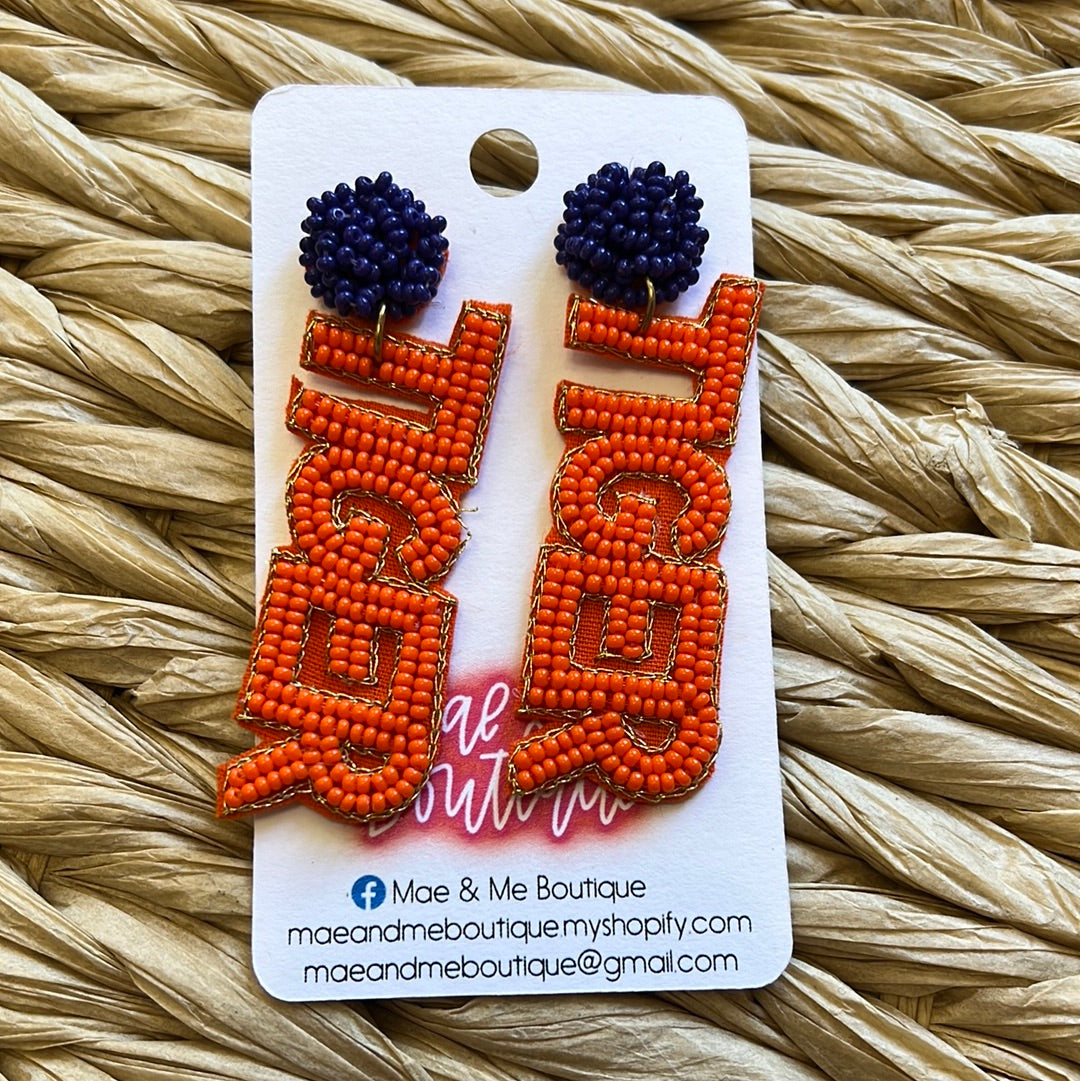 Clemson Tigers Seed Bead Earrings