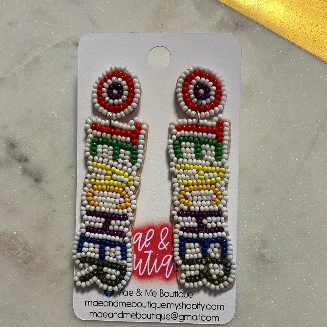 Rainbow Teacher Seed Bead Earrings