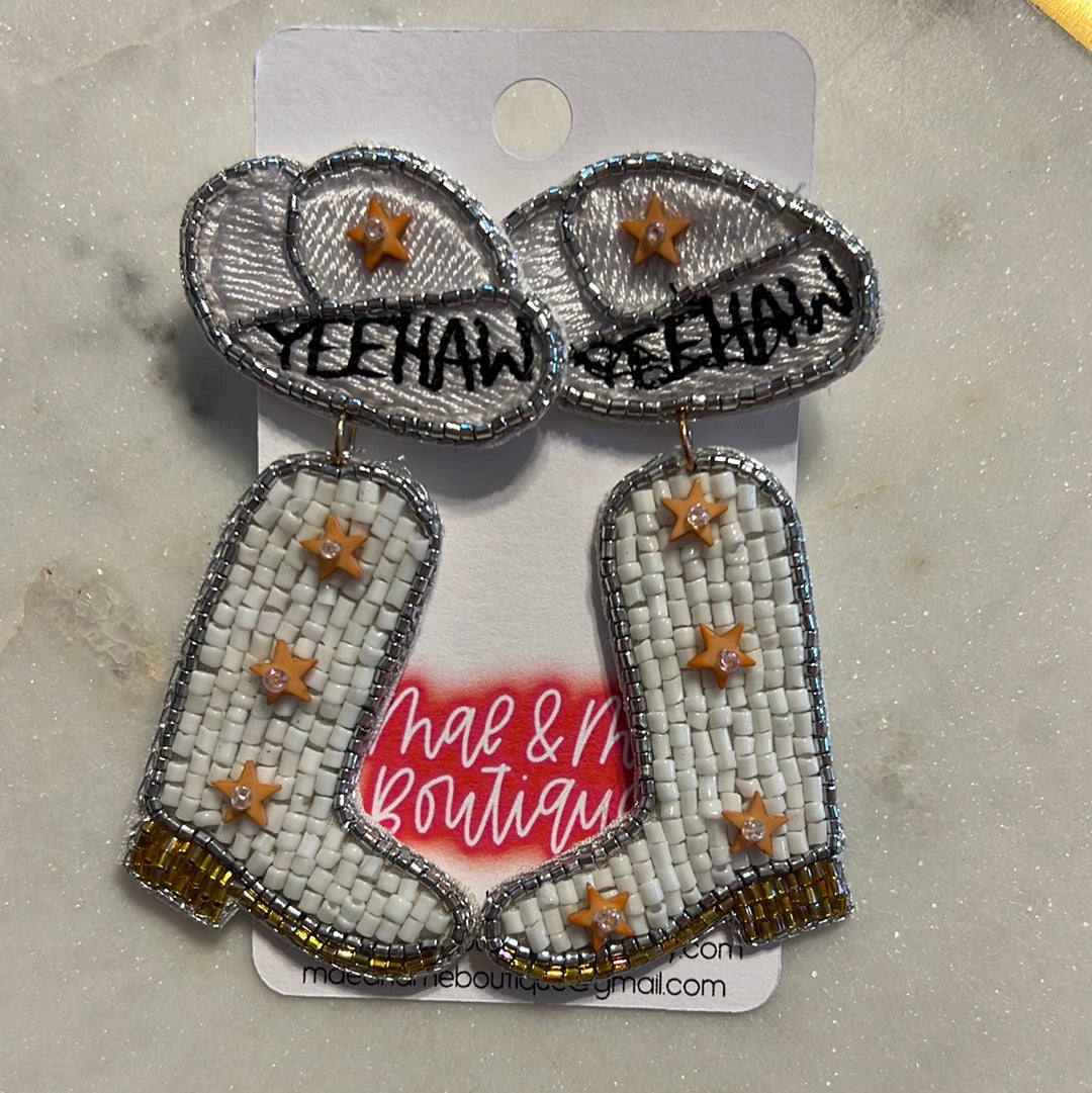 Yeehaw Boots Seed Bead Earrings