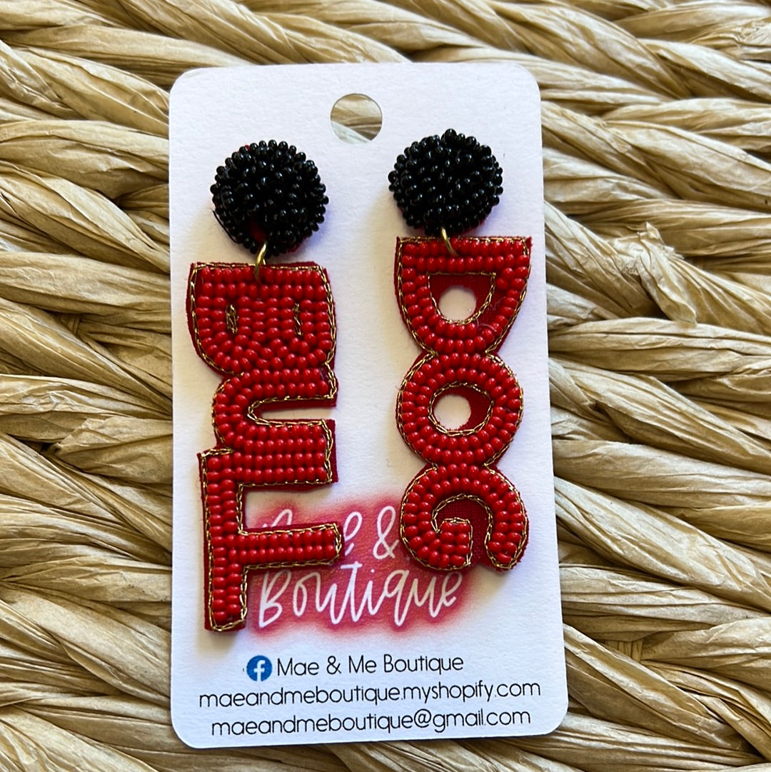 Bulldog Seed Bead Earrings