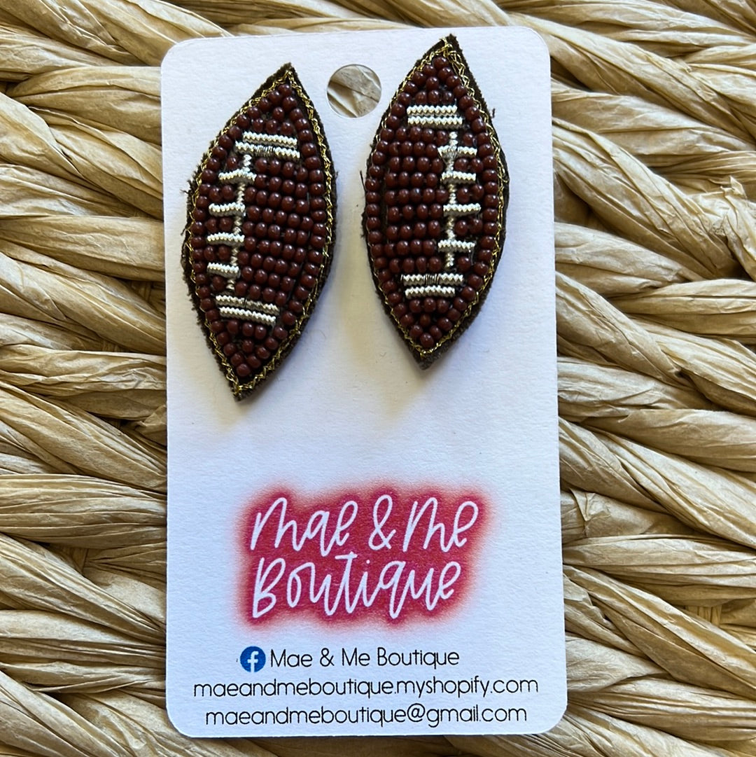 Football Seed Bead Medium Stud Earrings