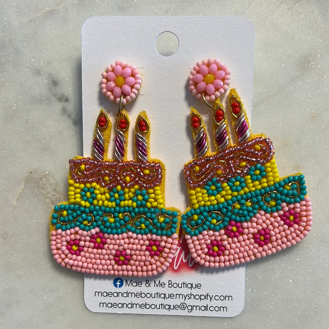 Birthday Cake Seed Bead Earrings