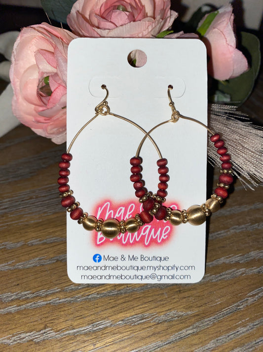 Burgundy bead earrings