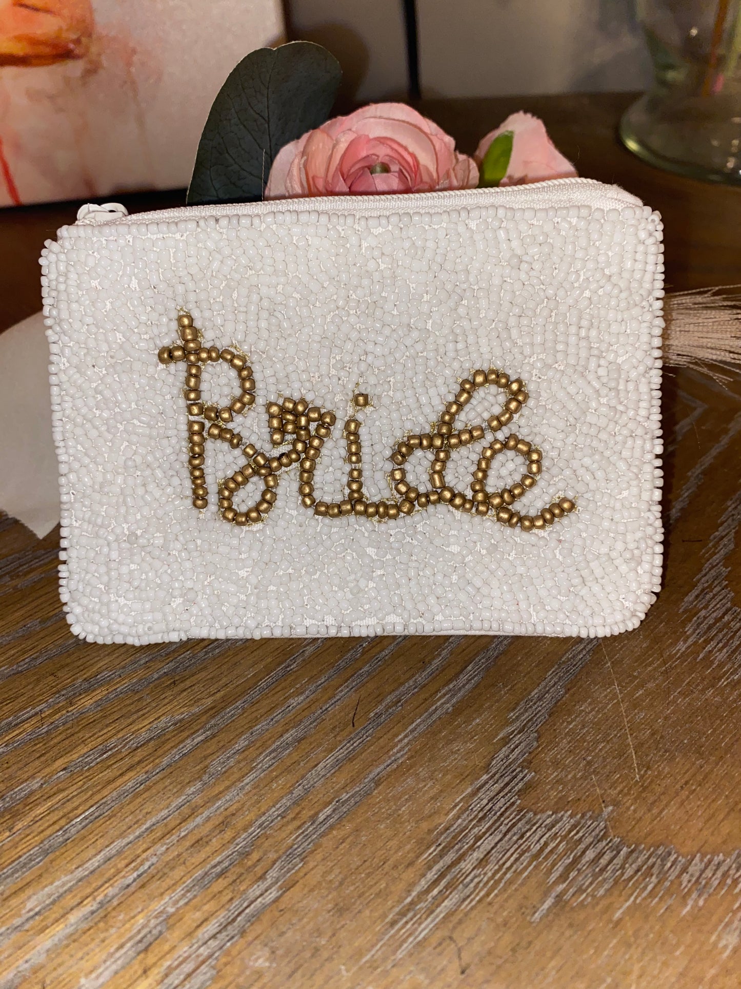 White Bride Seed Bead Coin purse