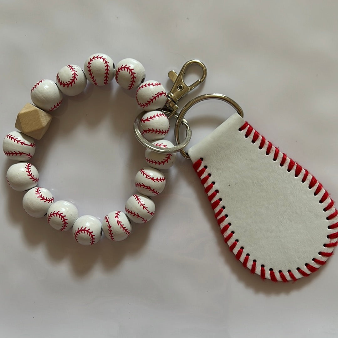 Wooden Bead Wrist Keychain