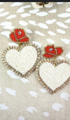 Cowboy Hat with Heart Seed Bead Earrings